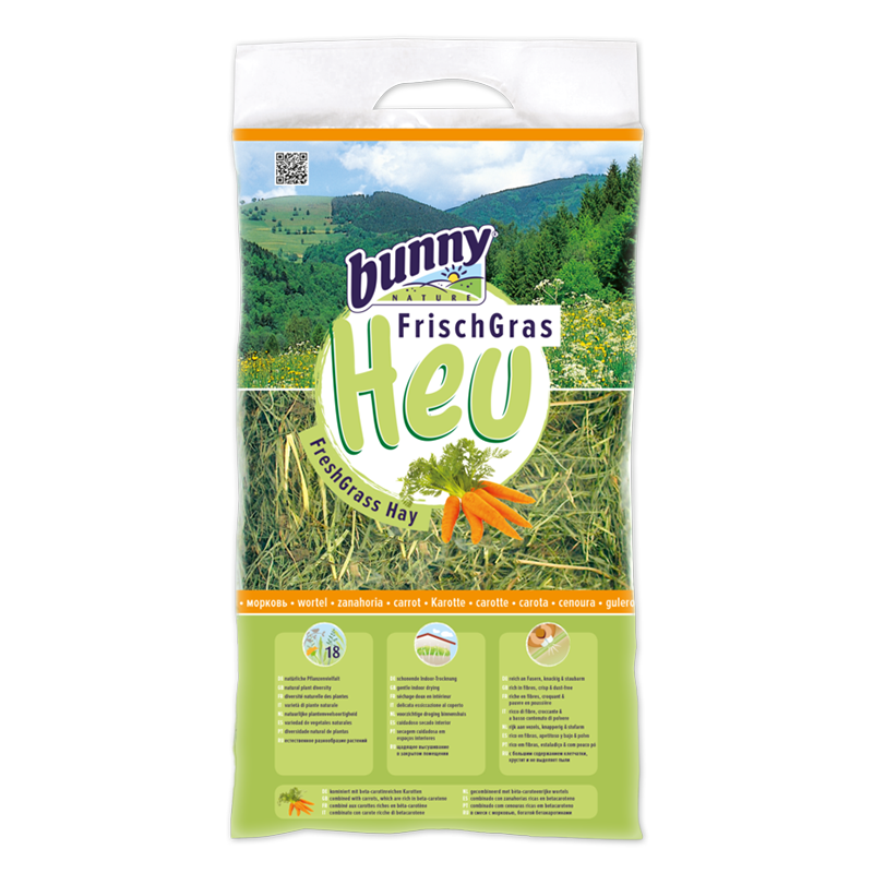 Bunny Nature FreshGrass Hø - med gulerødder (500g) til kaniner og gnavere