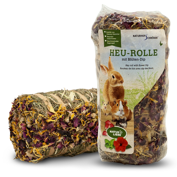 Hø-Rulle med blomstermix til kaniner og gnavere